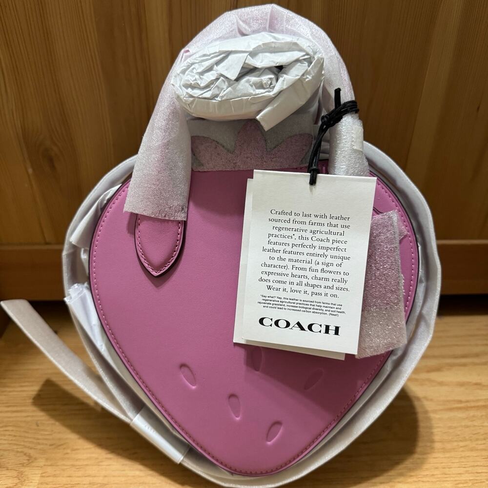 ❤️Coach Strawberry Bag In Regenerative Leather - Picture 4 of 10
